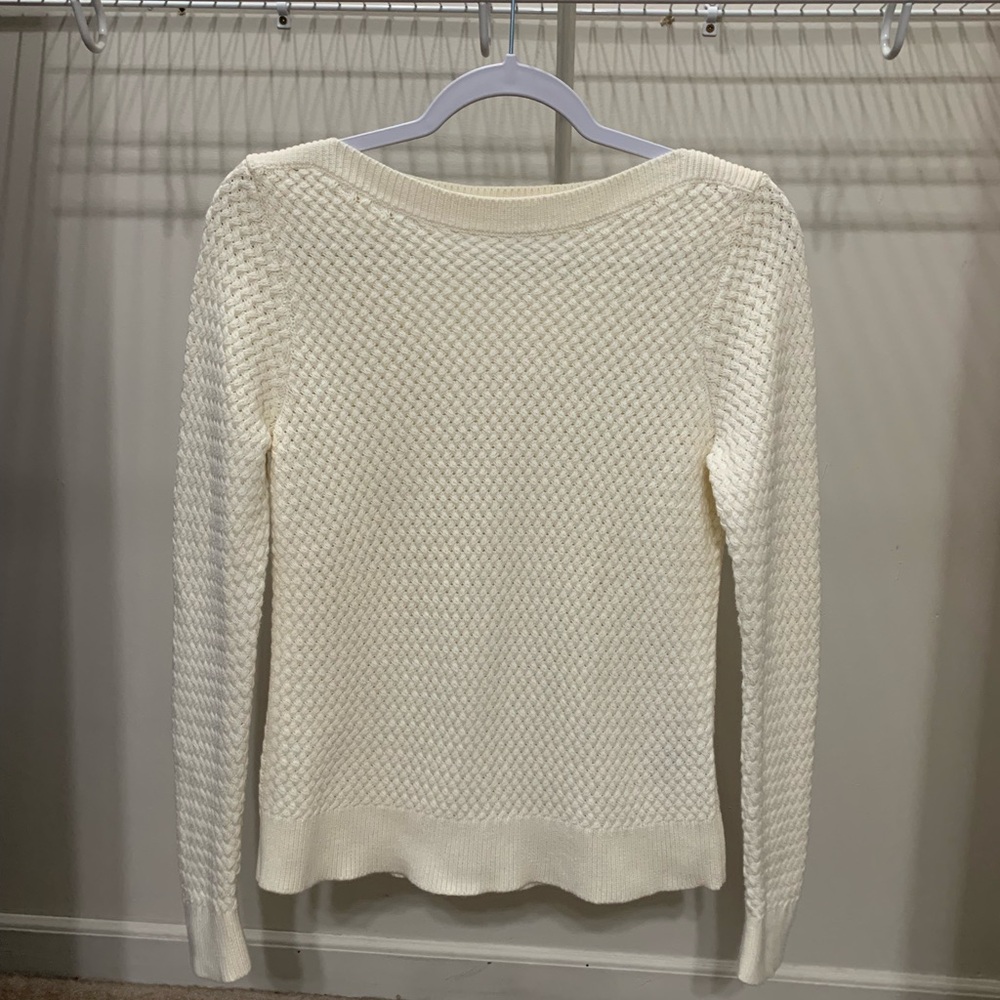 L.L. Bean Women’s Sea Salt Basketweave Boatneck Sweater